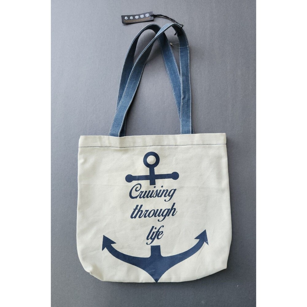 Cruising Through Life Tote Bag Nautical Sailing Boating Anchor Boat Mona B.